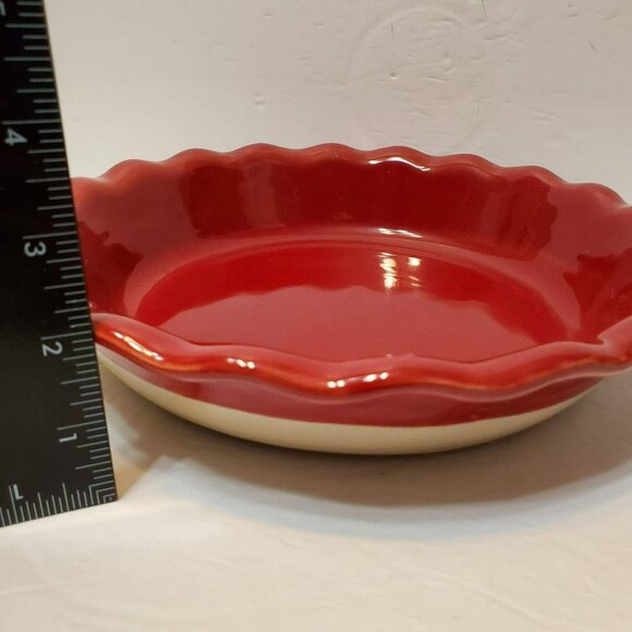 Emile Henry France Cranberry Red Pie Plate, Ceramic Crimped Edge Baking Dish - Picture 5 of 9